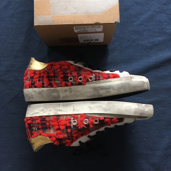 Golden Goose Superstar Red Blue Green Plaid 36 NIB - Picture 6 of 8